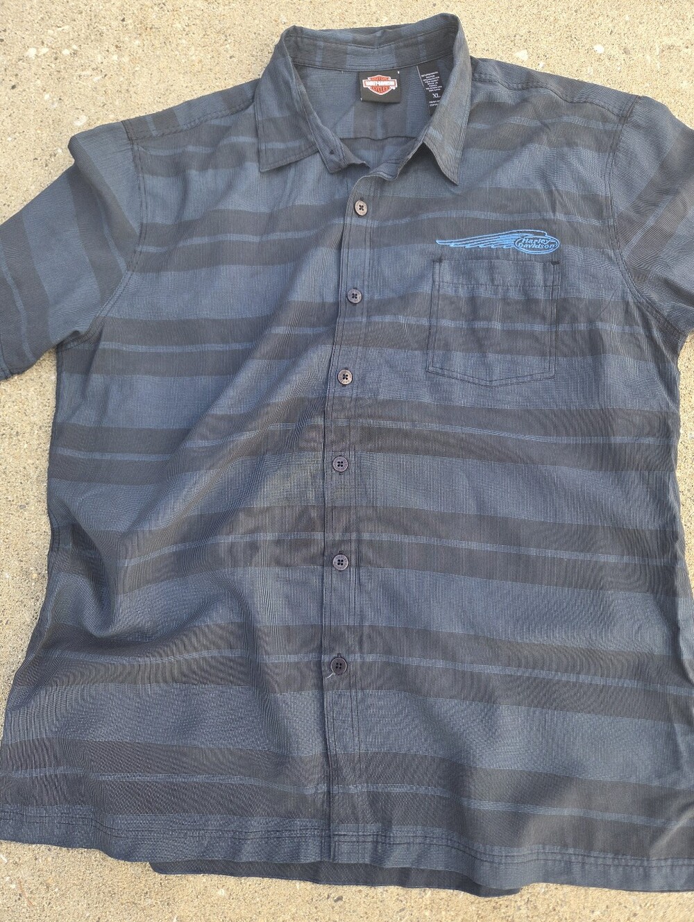 Harley-Davidson Striped Short Sleeve Button Down Shirt - Size XL